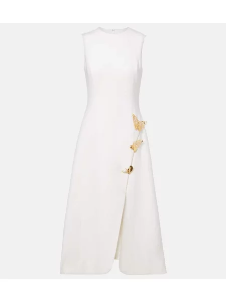 Sukienka koktajlowa Oscar De La Renta wełniana garniturowa biała