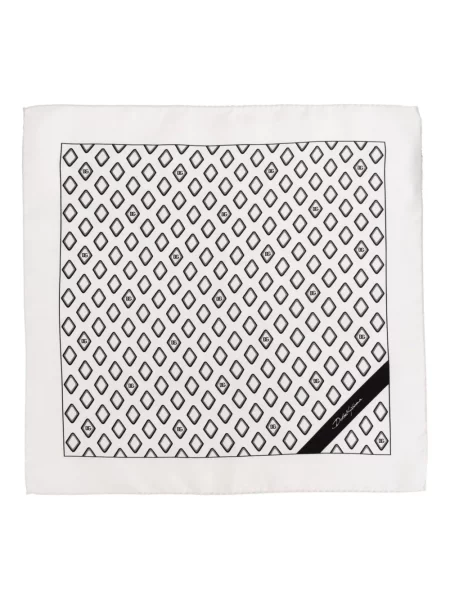 Fular Dolce & Gabbana de mătase cu imprimeu geometric alb