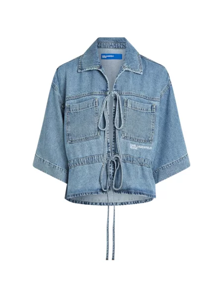 Bluză Karl Lagerfeld Jeans cu legături albastru