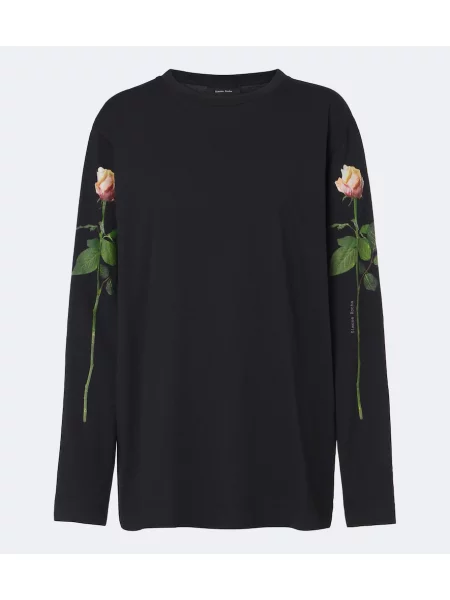 Tricou Simone Rocha cu model floral din jerseu negru