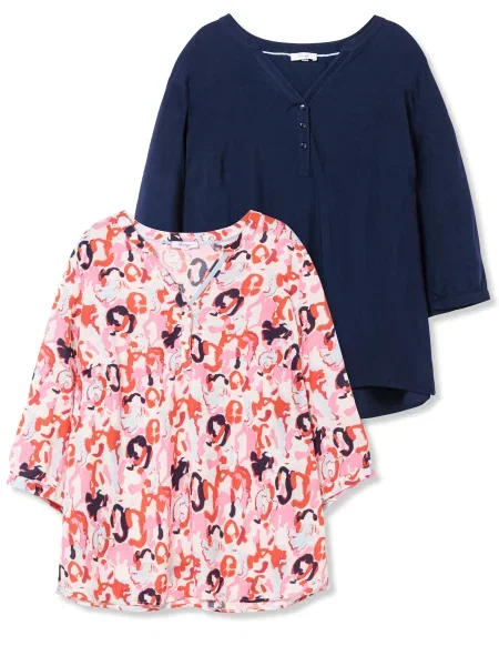 SHEEGO Bluză albastru închis / portocaliu / rosé alb