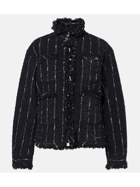 Geacă Sacai cu dungi din tweed negru