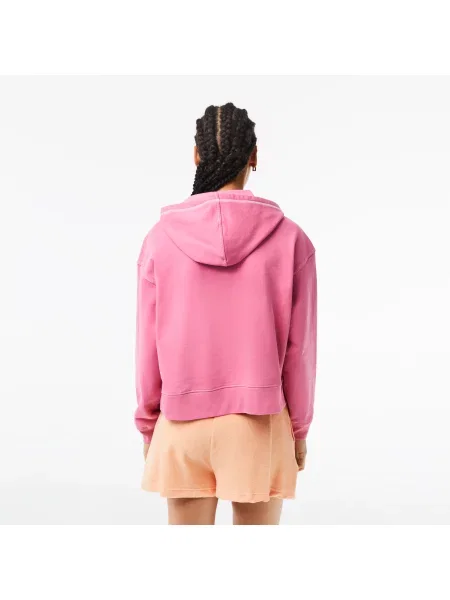 Lacoste Bluza Z Kapturem Z Nadrukiem Teksturowanym różowa