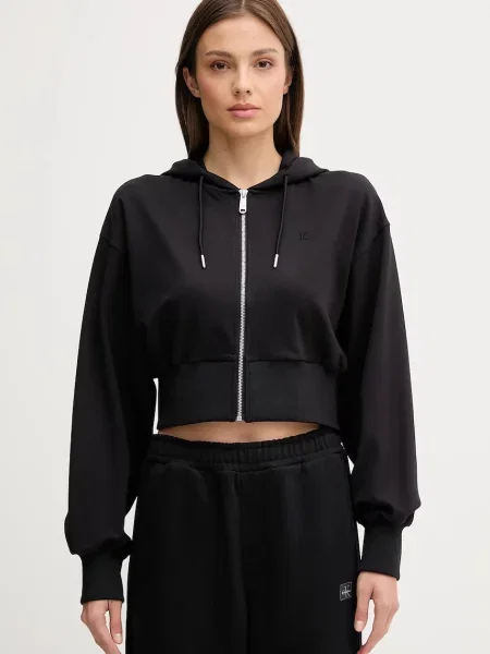 Calvin Klein Jeans bluza z kapturem gładka czarny