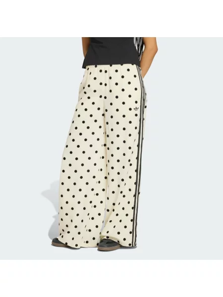 KALHOTY SATIN POLKA DOTS WIDE LEG bílé