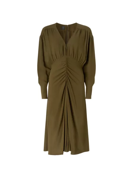 Rochie midi Pinko cu decolteu în V cu volane verde