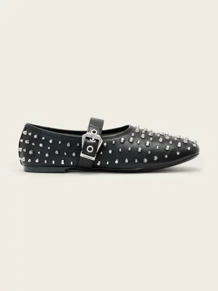 AllSaints balerini de piele Sabine Stud Shoe negru