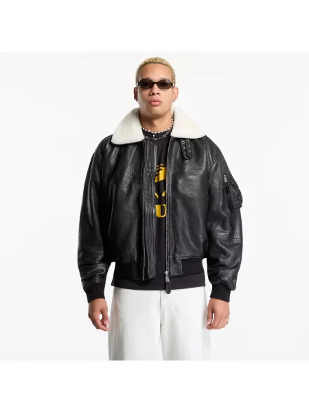 Geanta de piele Alpha Industries negru