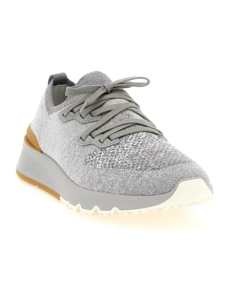 Dzianinowe sneakersy Brunello Cucinelli w kolorze melanż szare