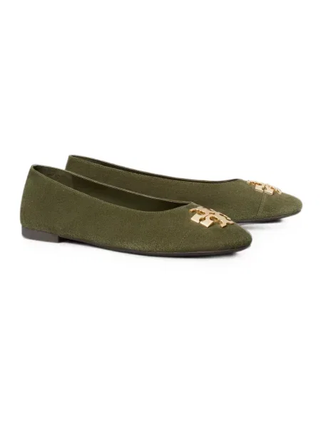 Balerinki Tory Burch skórzane zielone