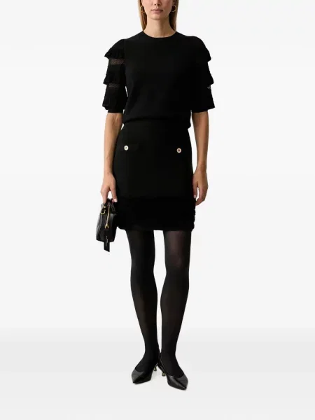 Pulover Twinset cu volane plasă negru