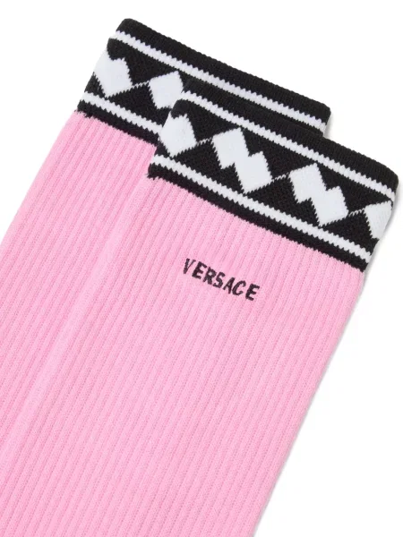 Șosete Versace cu broderie din jacard roz