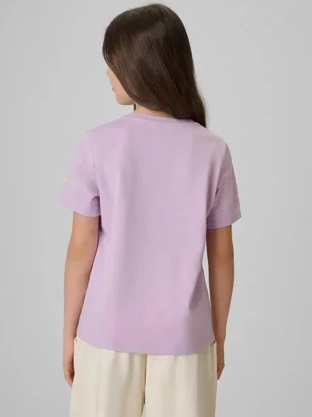 T-shirt regular z nadrukiem dziewczęcy 4F fioletowa
