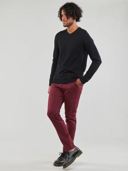 Kötött v-nyakú szvetter Jack & Jones fekete