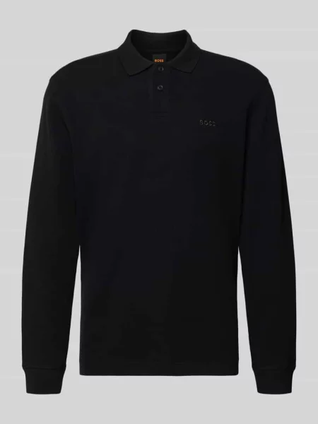 Koszulka polo o kroju regular fit z mieszanki bawełny model ‘PETEMPESTOLONG’ Boss Orange czarne