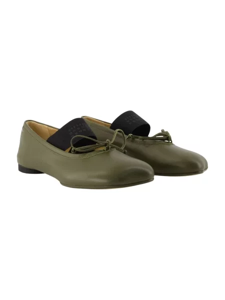Balerinki Mm6 Maison Margiela skórzane zielone