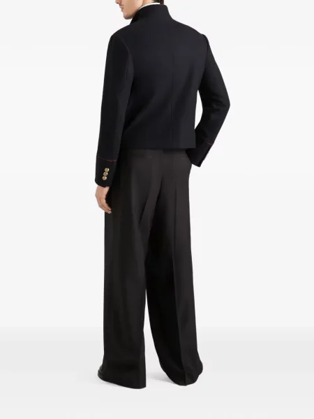 Вълнено двуредно палто Dolce & Gabbana синьо