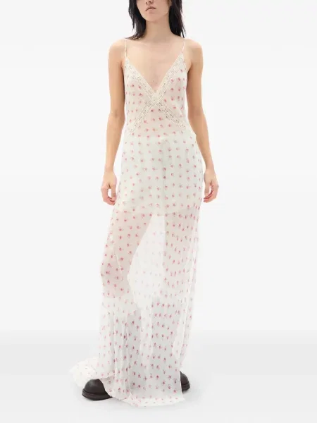Rochie maxi Ann Demeulemeester din dantelă alb