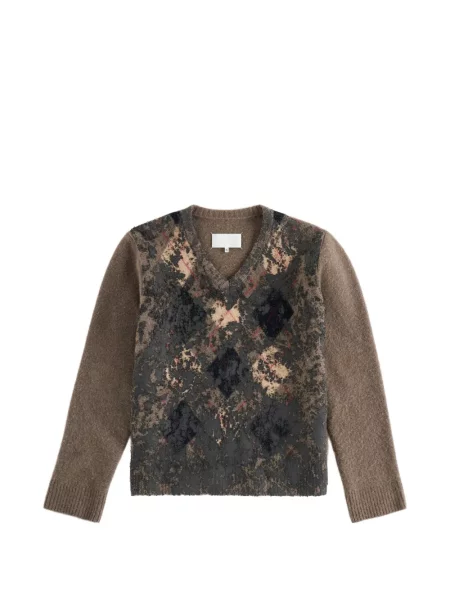 Pulover Maison Margiela de lână cu model argyle maro
