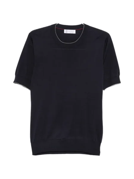 Tricou Brunello Cucinelli scurt albastru