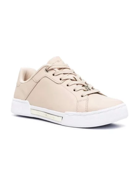 Sneakersy Tommy Hilfiger sznurowane skórzane do tenisa białe