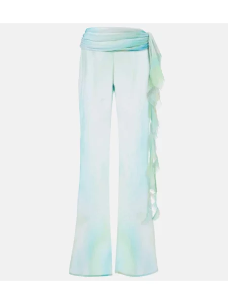 Pantaloni Bananhot transparente cu volane verde