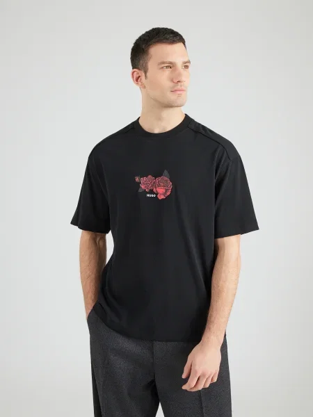 HUGO Tricou Domans opal / maro deschis / roșu deschis negru