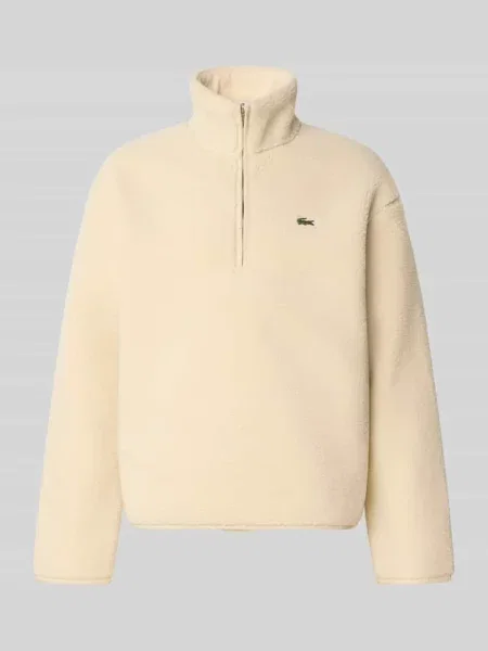 Bluza o kroju regular fit z kołnierzem zapinanym Lacoste beżowa