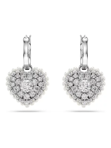Kolczyki Swarovski w serca białe