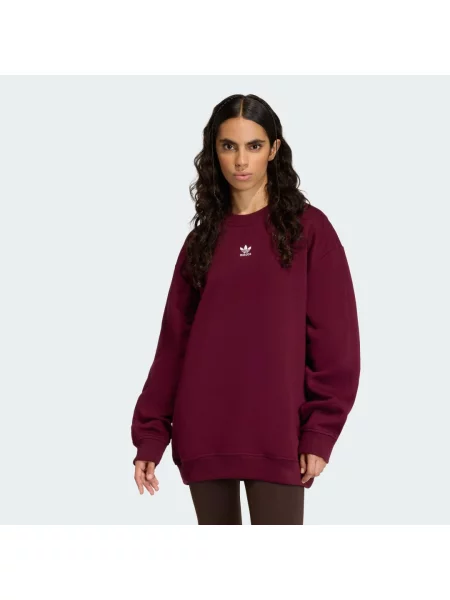 Bluza Essentials Fleece Long Oversized Crew bordowy