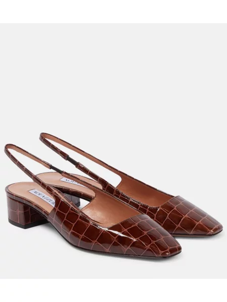 Usnjene salonarji Aquazzura z odprtimi petami rjava