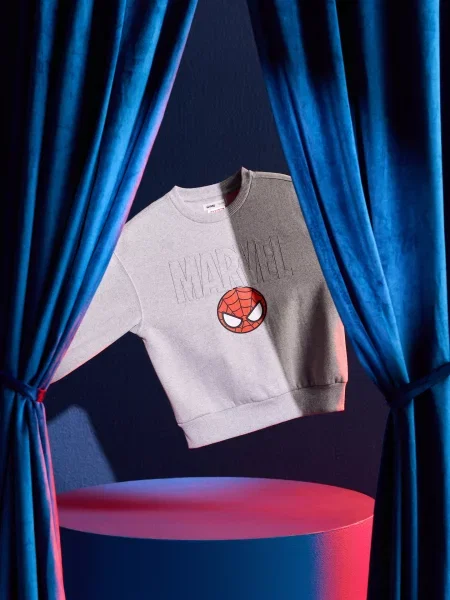 Sinsay Mikina s kulatým výstřihem s potiskem Spider-Man šedá