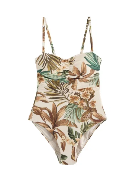 Next Costum de baie modelator crem / maro închis pastel verde