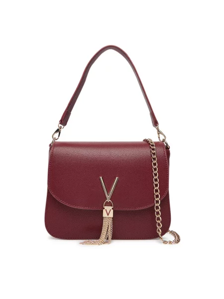Lniana torebka Valentino Bags biznesowa czerwona