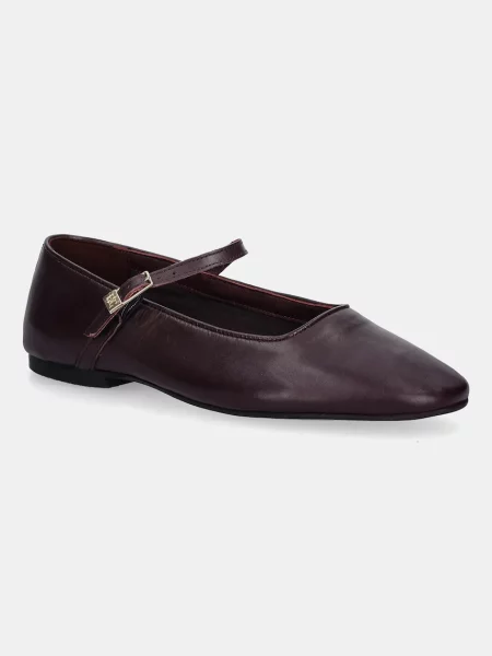 Кожени балеринки Tommy Hilfiger SMOOTH LEATHER MARYJANE бордо