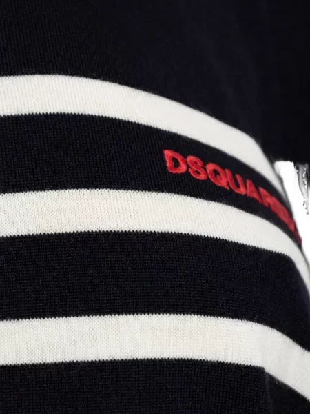 Pulover Dsquared2 de lână cu dungi albastru