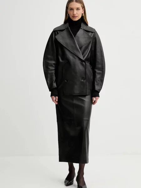 Liviana Conti płaszcz skórzany czarny