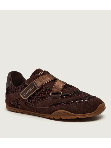 Pinko Sneakers Yulia 03 | piele întoarsă maro