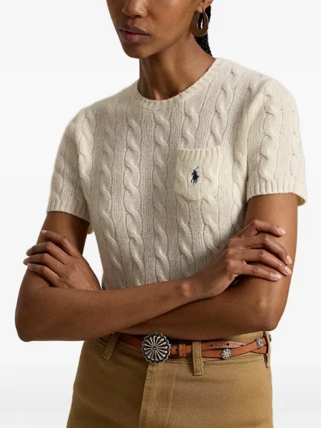 Scurt șapcă Polo Ralph Lauren cu broderie din jerseu maro