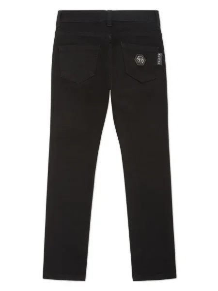 Jeansy straight leg dziecięce Philipp Plein czarne