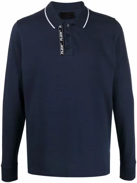 Polo Philipp Plein cu broderie albastru