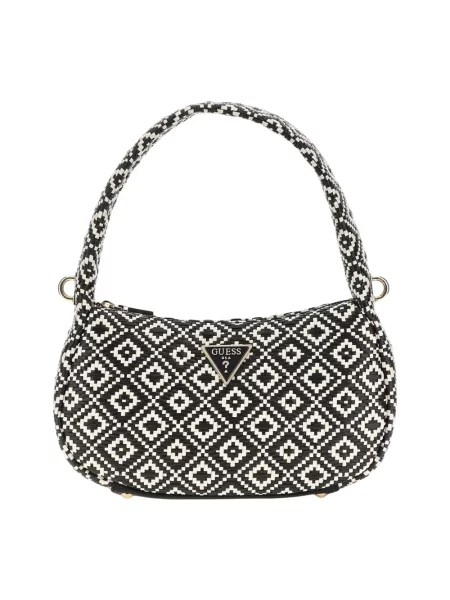 Lniana torebka Guess czarna