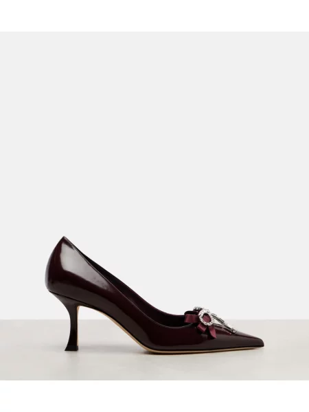 Pantofi cu toc Jimmy Choo din piele bordo