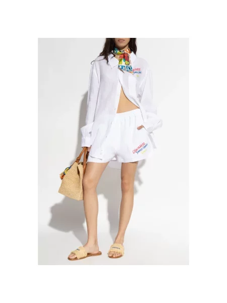 Lniane szorty Dsquared2 białe
