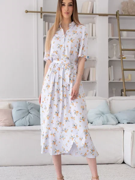 Сукня міді RiMari віскоза/модал білий