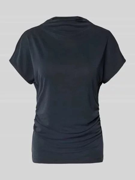 T-shirt z mieszanki modalu z marszczeniami Jake*s Collection czarna