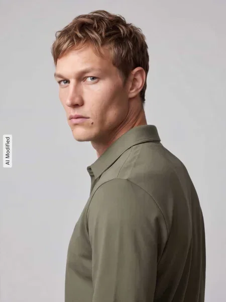 Koszulka polo z naszywką z logo model Pirol' Boss Green oliwkowa
