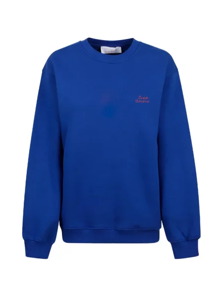Hanorac crewneck Giada Benincasa cu decolteu rotund albastru