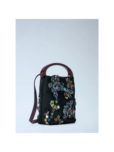 Haftowana torebka Dries Van Noten czarna