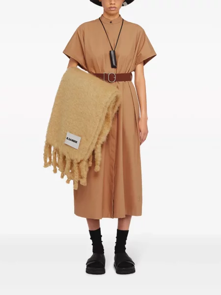 Diržu apjuostas marškininė suknelė Jil Sander ruda